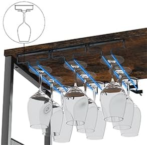 IDEALHOUSE 3-Tier Wine Bar Cabinet with Detachable Wine Rack and Storage Space, Buffet Cabinet with Glass Holder and Mesh Door, for Kitchen, Living Room and Bar (Rustic Brown)