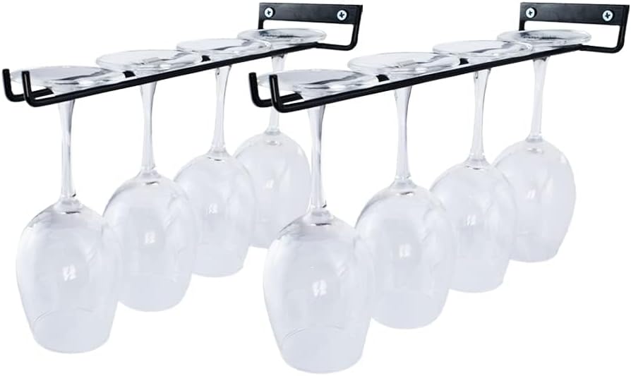 4 Packs 12 Inch Wine Glass Racks Cup Wall Mounted Stemware Hanging Wine Glasses Holder Under Cabinet Wire Wine Decor Racks