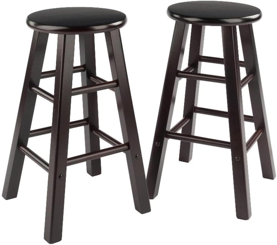 Winsome Element 2-Piece 29In Bar Stool Set, Black Finish, Solid Wood, Modern Design