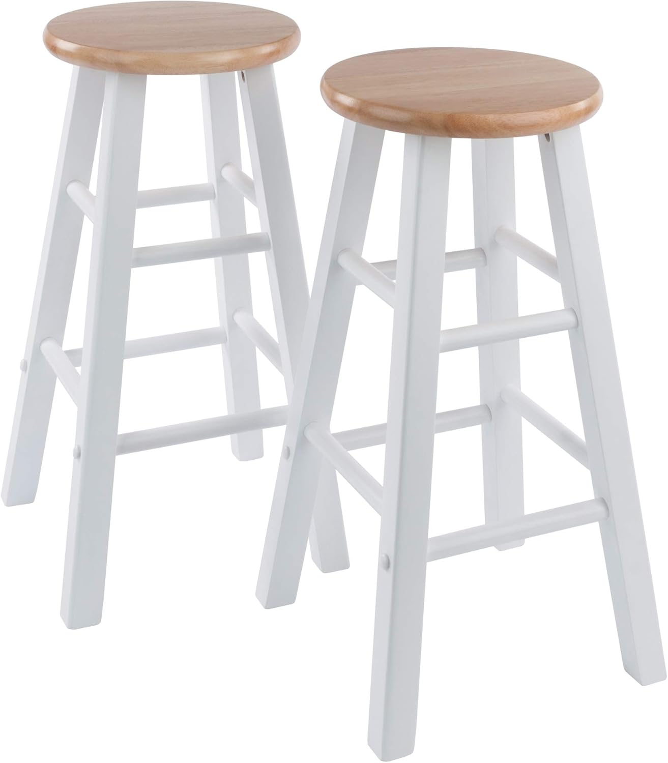 Winsome Element 2-Piece 29In Bar Stool Set, Black Finish, Solid Wood, Modern Design