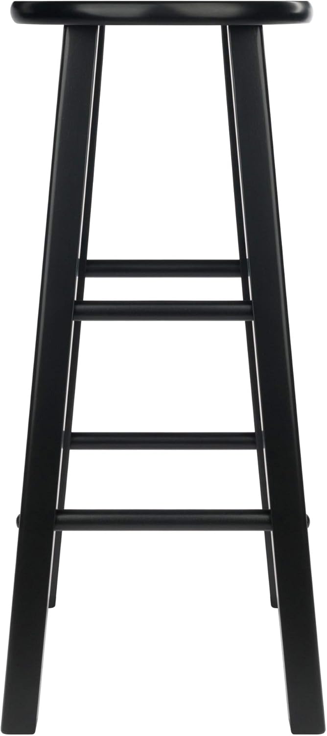 Winsome Element 2-Piece 29In Bar Stool Set, Black Finish, Solid Wood, Modern Design