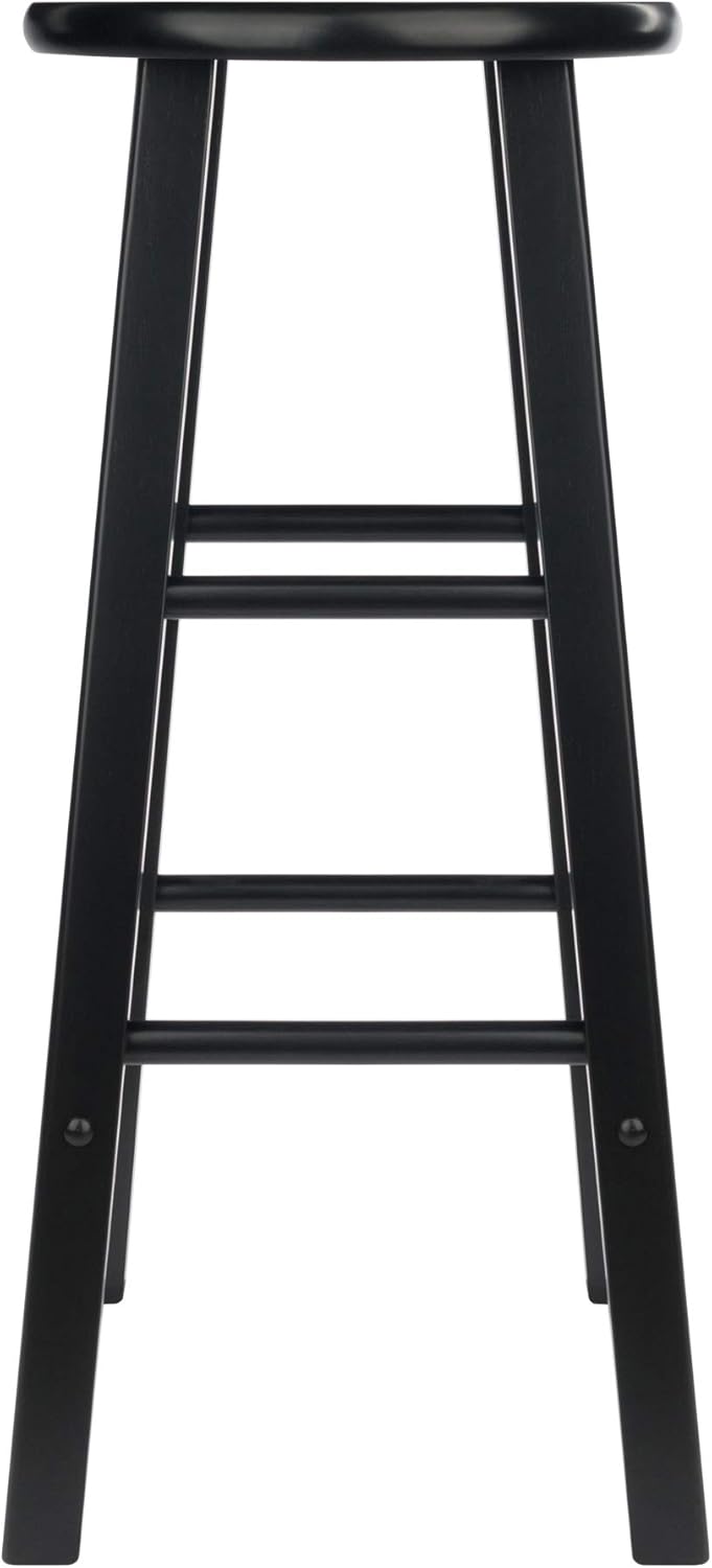 Winsome Element 2-Piece 29In Bar Stool Set, Black Finish, Solid Wood, Modern Design