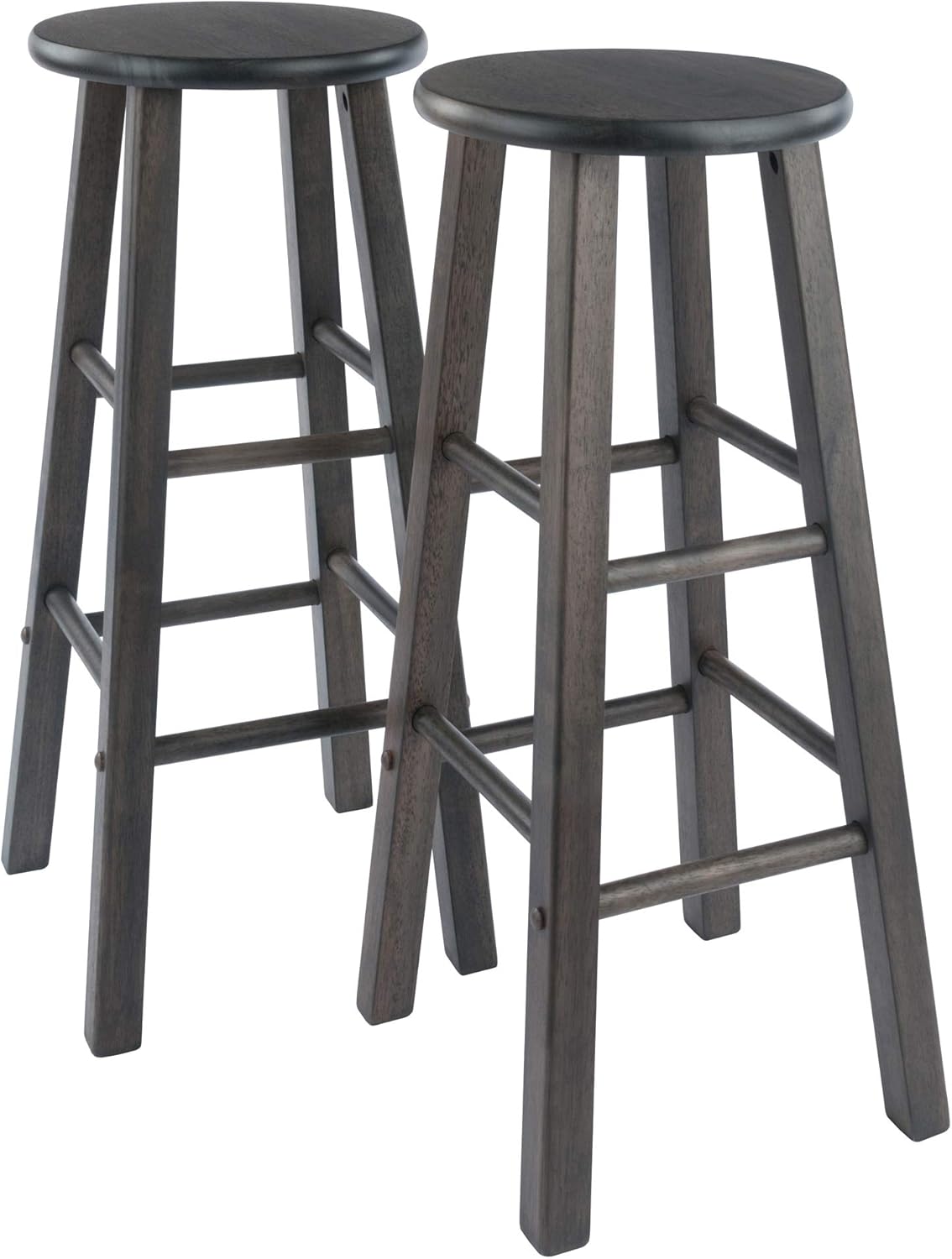 Winsome Element 2-Piece 29In Bar Stool Set, Black Finish, Solid Wood, Modern Design