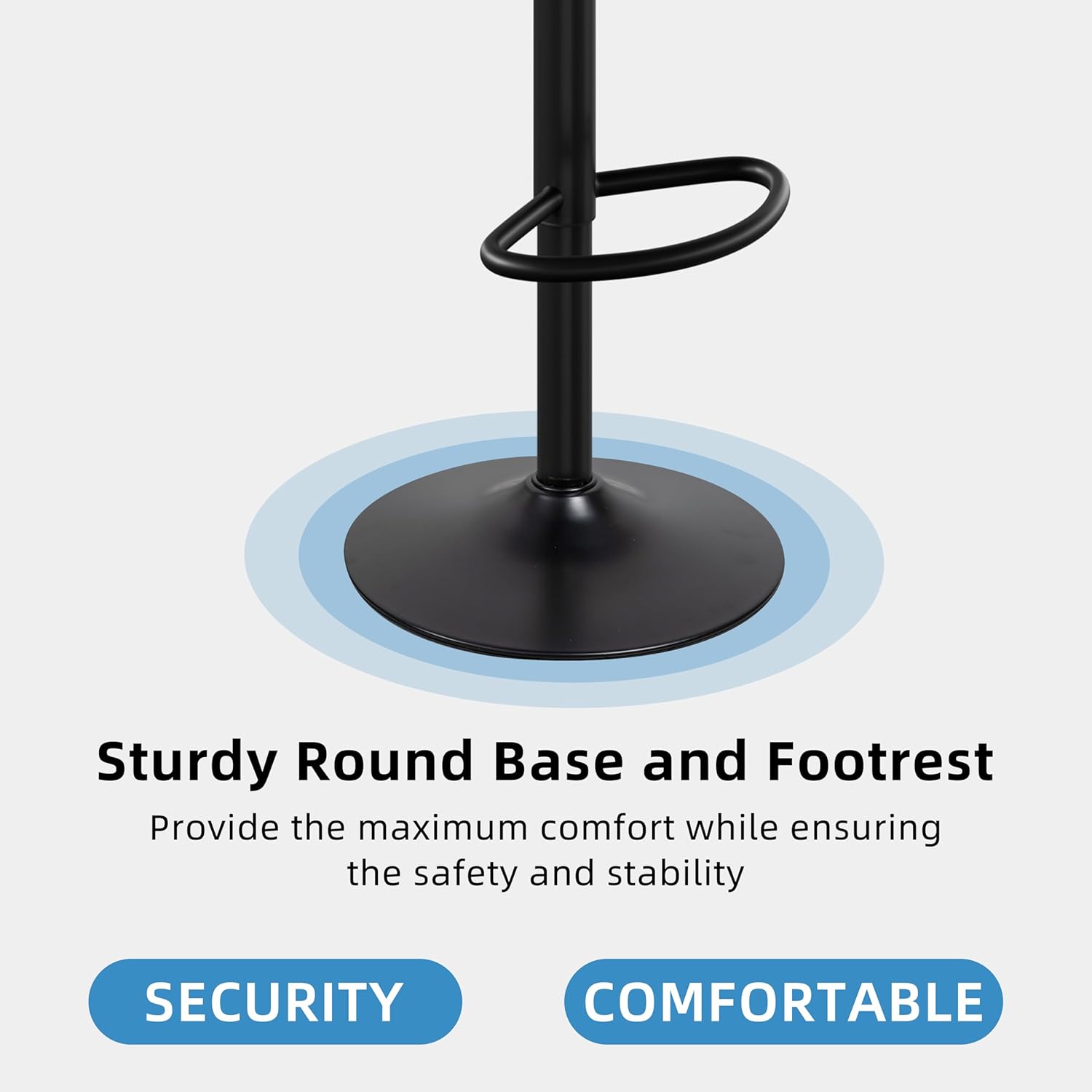 Shintenchi Swivel Bar Stools Set of 2, Adjustable Faux Leather Upholstered Swivel Counter Stools, Armless Bar Height Island Chairs with Back and Footrest, Black