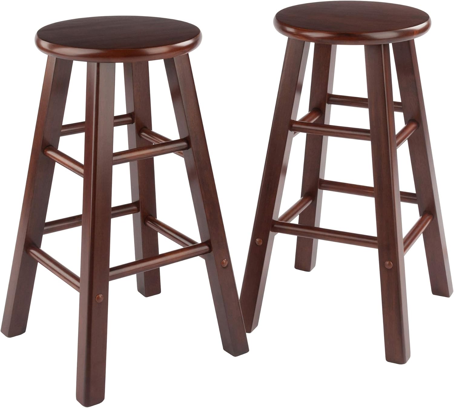 Winsome Element 2-Piece 29In Bar Stool Set, Black Finish, Solid Wood, Modern Design