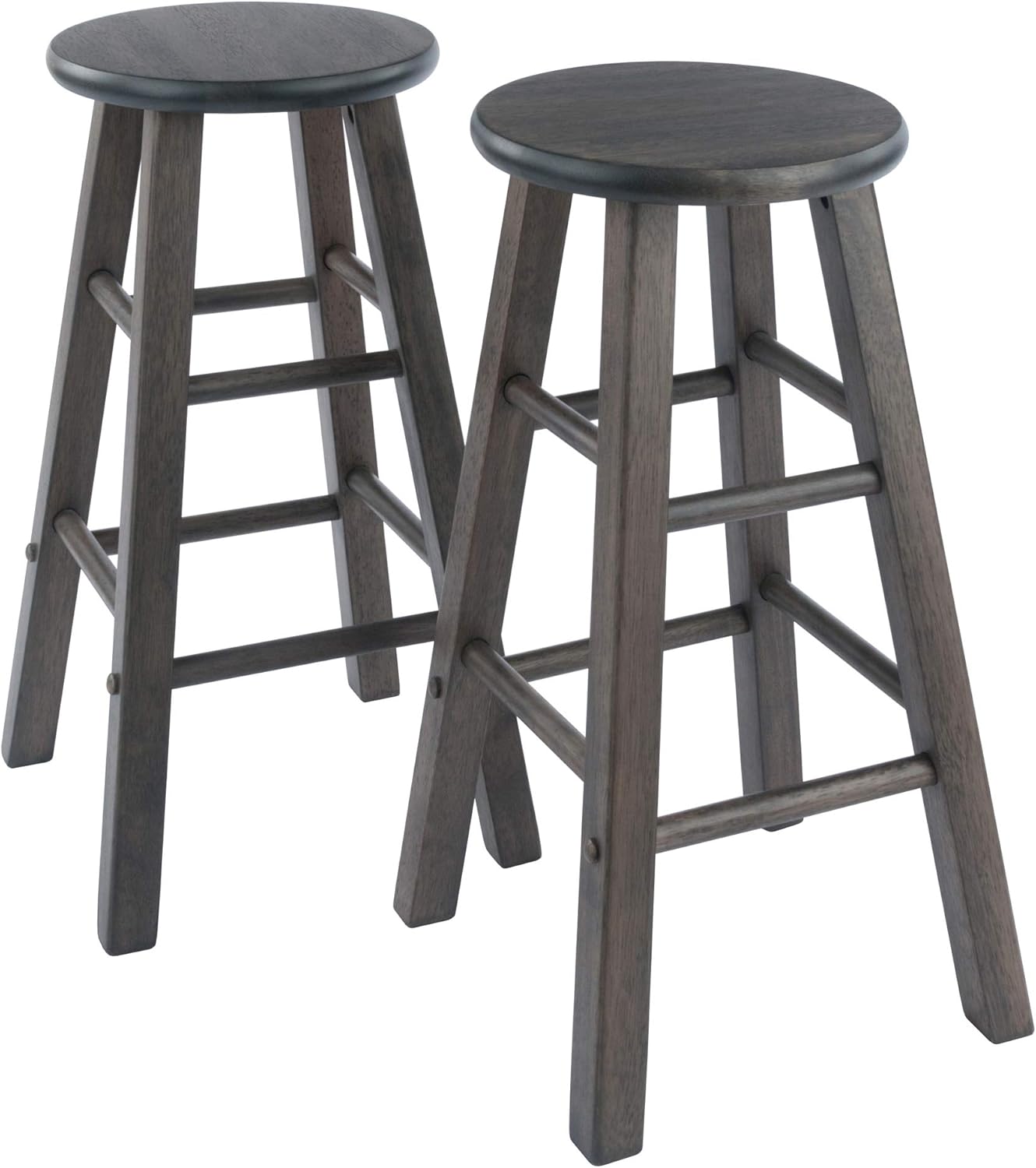 Winsome Element 2-Piece 29In Bar Stool Set, Black Finish, Solid Wood, Modern Design