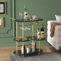 Gold Bar Carts with 4-Tier Storage Shelves, Mobile Bar Serving Cart with Wine Rack and Glass Holder, for The Home, Kitchen, Living Room, Dining Room