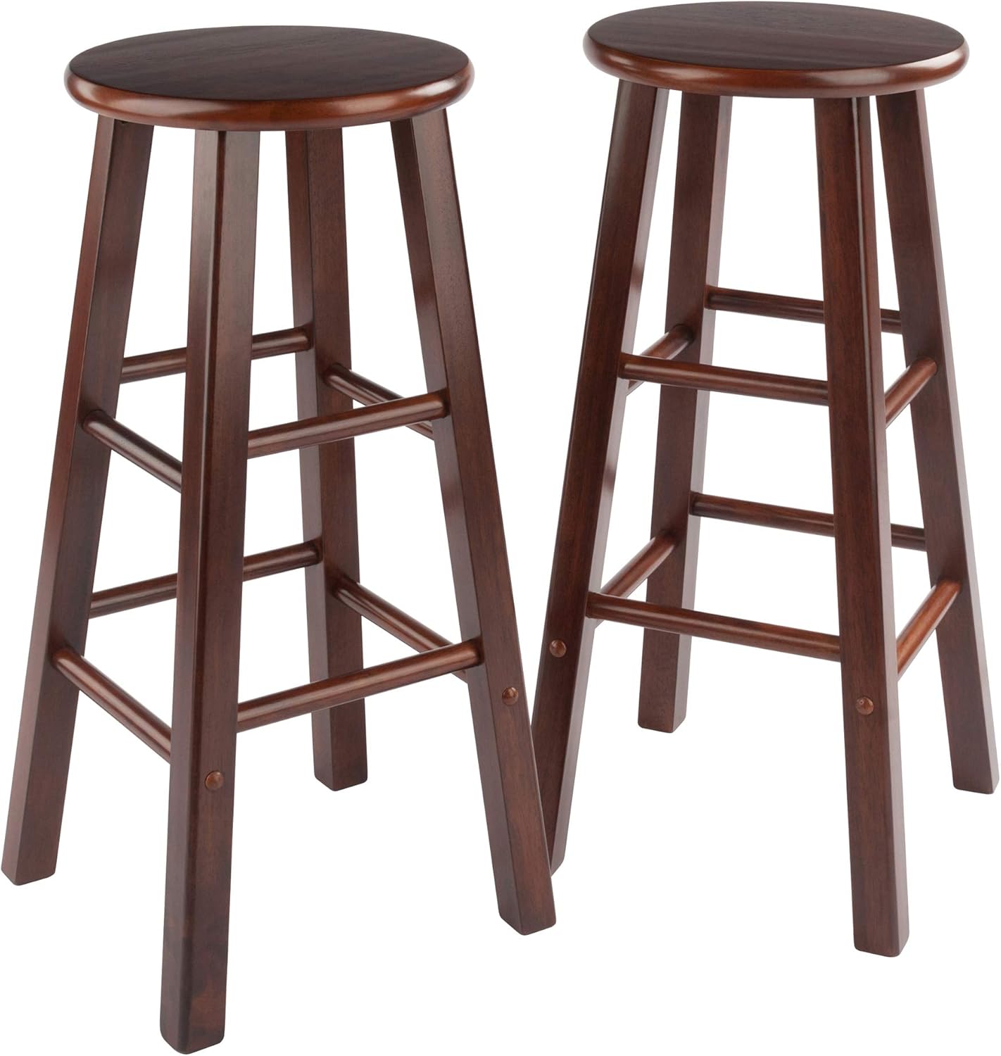 Winsome Element 2-Piece 29In Bar Stool Set, Black Finish, Solid Wood, Modern Design