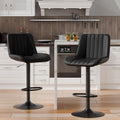Shintenchi Swivel Bar Stools Set of 2, Adjustable Faux Leather Upholstered Swivel Counter Stools, Armless Bar Height Island Chairs with Back and Footrest, Black