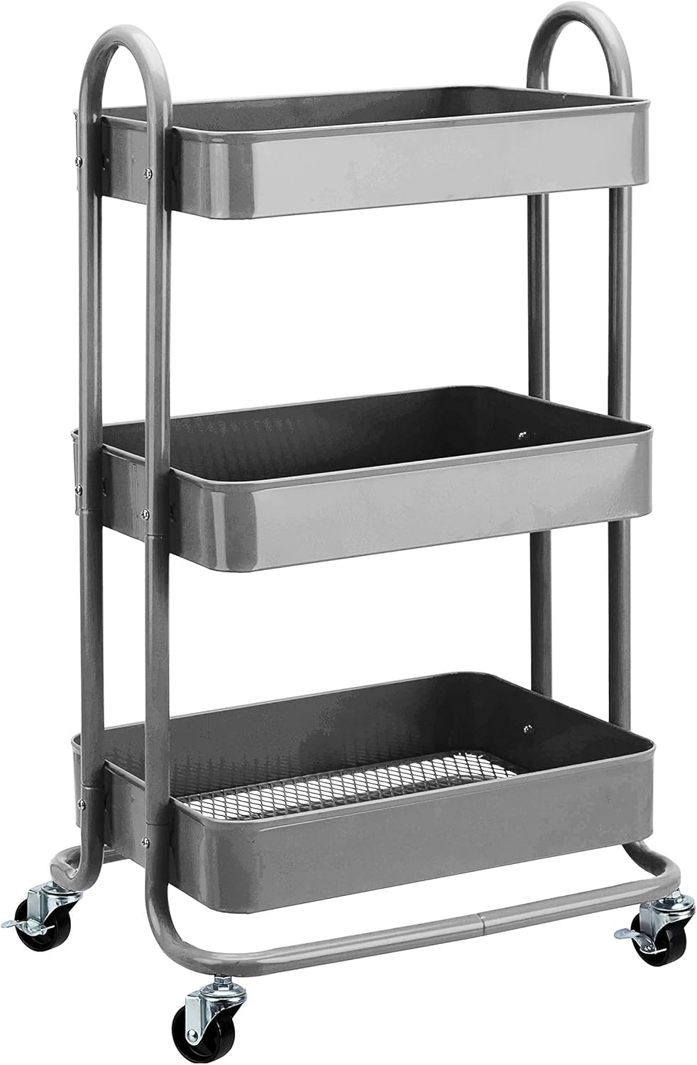 Amazon Basics 3-Tier Rolling Utility or Kitchen Cart, Lockable Wheels, Multifunctional Storage, White